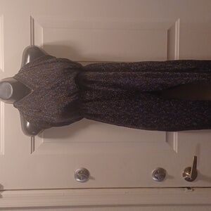 Charlotte Russe Black and Silver backless pants romper,, with pockets, medium